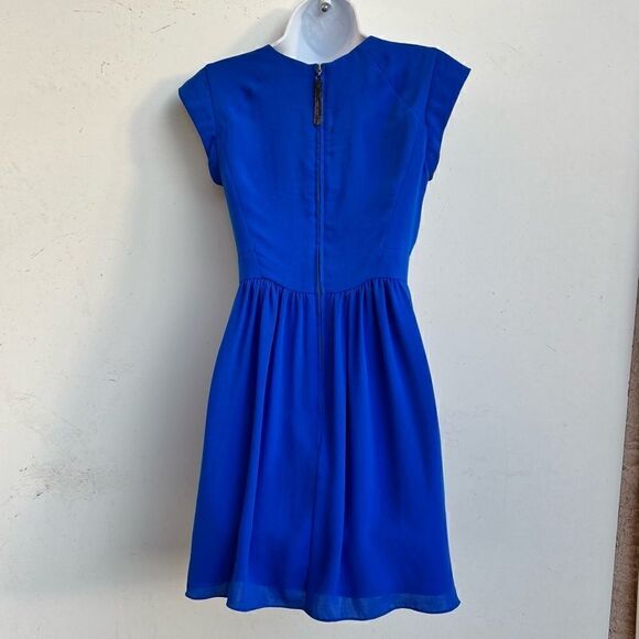 Rebecca Taylor Royal Blue Dodger Blue cap sleeve Dress size 0 - Picture 3 of 7